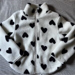 H&M White and Black Heart Fleece Jacket